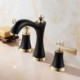 Titanium Finish Double Knobs Basin Faucet Widespread 3 Holes Sink Mixer Tap