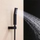 Square Wall Mount Shower Faucet Set with Ceiling Mount Shower Head in Solid Black