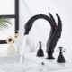 3 Pieces Swan Shape Widespread Bathroom Sink Faucet with 2 Handles Vanity Basin Mixer Tap