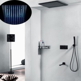 Hand Shower+Rainfall Shower Head LED Optional Wall Mounted Shower Faucet System