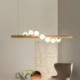 For Living Room Led Magic Bean Pendant Light Wood Strip Hanging Lamp