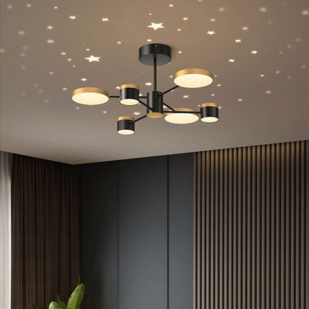 For Living Room Bedroom Dining Room LED Chandelier Star Projection Pendant Light