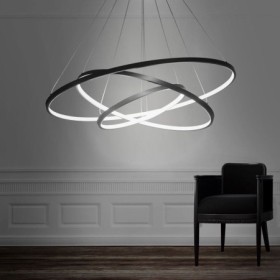 Aluminum Black 3 Ring Hanging Light Modern LED Pendant Light