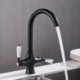 Chrome / Black Rotatable Brass Kitchen Sink Faucet Dual Handles 360 Degree Rotation Tap