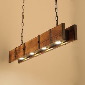 Rectangle Wood Ceiling Light Kitchen Island Restaurant Industrial Style LED Pendant Light