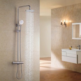 Shower System with Brushed Slider Rail and Thermostatic Mixer in 304 Stainless Steel