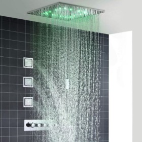 Multi Function Concealed Shower Faucet System with Chrome LED Thermostatic Shower Set