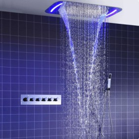 Multi Function Concealed Shower Faucet System with Chrome LED Thermostatic Shower Set