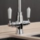 360 Degree Rotatable Chrome Kitchen Sink Faucet with Dual Handles and Brass Tap