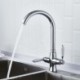 Chrome / Black Rotatable Brass Kitchen Sink Faucet Dual Handles 360 Degree Rotation Tap