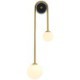 2-Light Gold Modern Brass Wall Light For Bedroom Globe Glass Wall Sconce Lighting