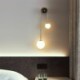 2-Light Gold Modern Brass Wall Light For Bedroom Globe Glass Wall Sconce Lighting