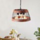 3 Light Decor Light Fixture Kitchen Island Living Room Vintage Wood+Iron Pendant Lamp