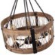 5 Light Cage Shade Light Fixture Living Room Kitchen Retro Circular Wood Pendant Lamp