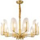 Living Room Restaurant Modern Simple Brass Pendant Light Leaf Glass Lamp Shade