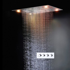 Colorful LED Big Spray Chrome LED Shower Head (Without Outlet Nozzle & Handheld Shower)
