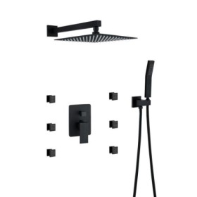 10 Inch Rain Shower Head Faucet Body Spray Combo Set in Black