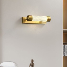 Front Light LED Wall Lamp Brass Acrylic Cylinder Mirror