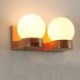 Cozy Ball Shape Bedroom Sconce Light Nordic Solid Wood Wall Light