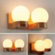 Cozy Ball Shape Bedroom Sconce Light Nordic Solid Wood Wall Light