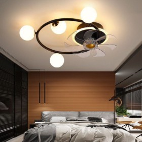 Glass Ball Chandeliers Fan Light Modern LED Ceiling Fan Lamp