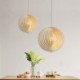 For Dinning Room Living Room Modern Round Ball Chandelier Basswood Pendant Lamp