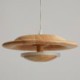 Frisbee Pendant Light Style Wood Hanging Light For Living Room Bedroom