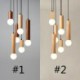 6 Light Hanging Wood Pendant Light For Living Room Bedroom
