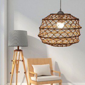 Creative Rattan Hanging Light With Foldable Lamphade Modern Pastoral Pendant Light