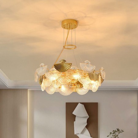 Fan Shaped Art Chandelier Made of European Glass