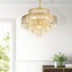Gold Crystal Pendant Light 4 Tiers Living Room Ceiling Lighting x 7 Light