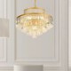Gold Crystal Pendant Light 4 Tiers Living Room Ceiling Lighting x 7 Light