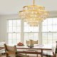 Gold Crystal Pendant Light 5 Tiers Living Room Ceiling Lighting x 7 Light