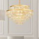 Gold Crystal Pendant Light 5 Tiers Living Room Ceiling Lighting x 7 Light