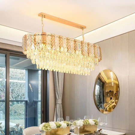 Luxury Oval Hanging Light For Villa Hotel Living Room Modern Crystal Pendant Light