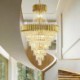 For Living Room Bedroom Modern Crystal Pendant Light Conical Ceiling Lamp