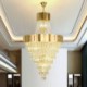 For Living Room Bedroom European Crystal Pendant Light Conical Hanging Lamp