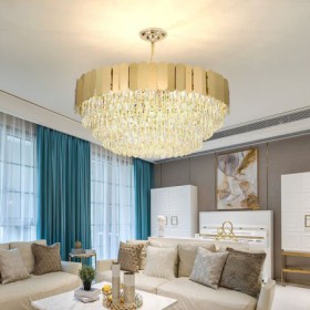 Crystal Round Hanging Ceiling Light Modern Pendant Light for Living Room Hotel