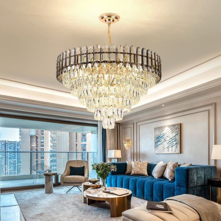 Ceiling Lighting Fixture with Modern Crystal Pendant Light for Living Room Hotel Bedroom