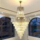 For Living Room Bedroom Modern Elegant Crystal Pendant Light Conical Ceiling Light