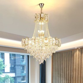 For Living Room Lobby Modern Crystal Pendant Light Round Ceiling Lighting Fixture