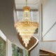 For Living Room Bedroom European Elegant Crystal Pendant Light Conical Ceiling Light