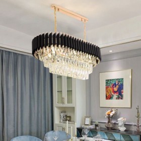 Oval Crystal Pendant Light Fixture For Living Room Dining Room