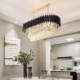 Oval Crystal Pendant Light Fixture For Living Room Dining Room