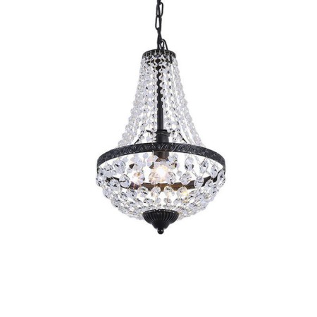 Wrought Iron Black Crystal Chandelier Living Room Kitchen Island Retro Style Crystal Pendant Light