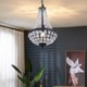 Wrought Iron Black Crystal Chandelier Living Room Kitchen Island Retro Style Crystal Pendant Light