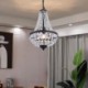 Wrought Iron Black Crystal Chandelier Living Room Kitchen Island Retro Style Crystal Pendant Light