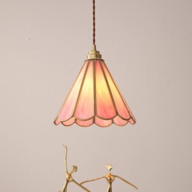 Living Room Bedroom Style Glass Pendant Light Retro Petal Light Fixture