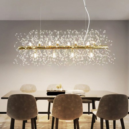 Living Room Dining Room Modern LED Crystal Pendant Light Horizontal Chandelier