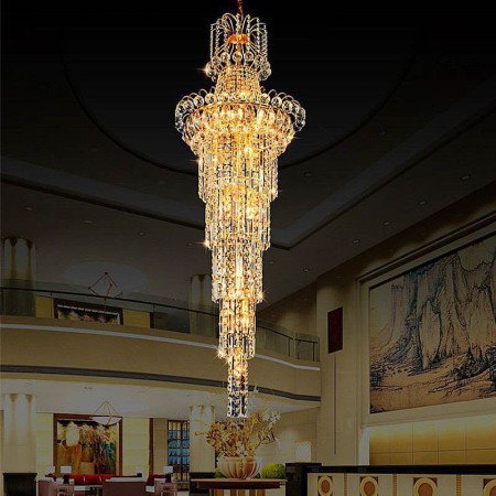 Living Room Lobby European Long Pendant Crystal Chandelier